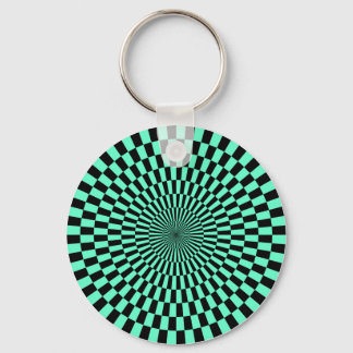 Llavero Op Art - Turquesa y Negro