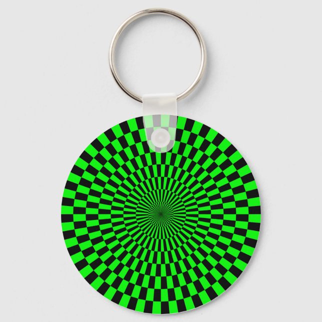 Llavero Op Art - Verde y Negro (Anverso)