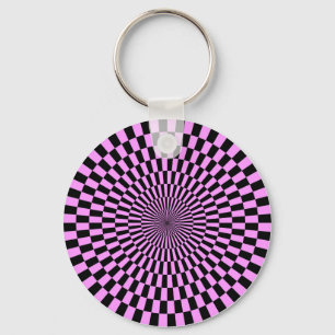 Llavero Op Art - Violeta ligera y negro
