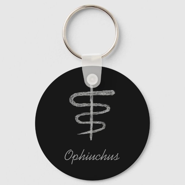Llavero Ophiuchus. Rótulo zodiaco en gris. (Anverso)