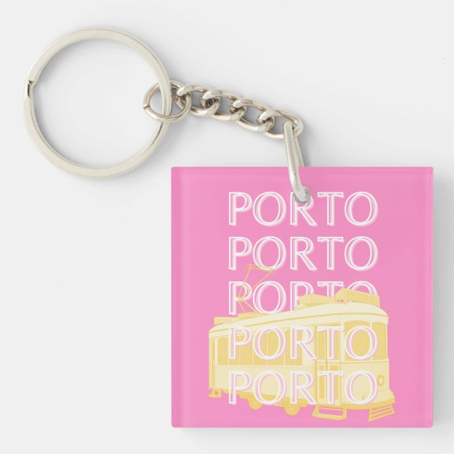 Llavero Oporto Travel Art, Portugal, Pink (Frente)