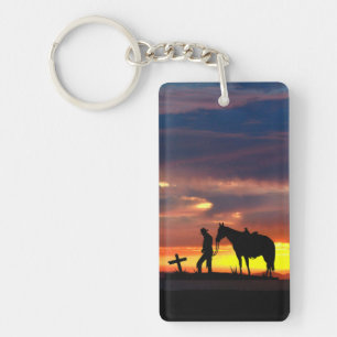 Llavero Oración de vaqueros con puesta de sol