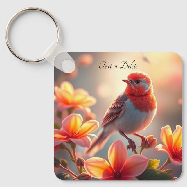Llavero Orange Bird Floral Keychain (Anverso)