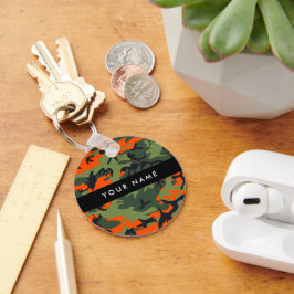 Llavero Orange Camouflage Pattern, Your name, Personalize