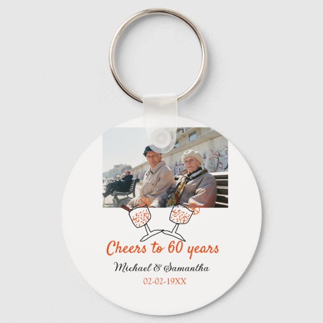 Llavero Orange cheers to 60 years anniversary wedding  (Anverso)