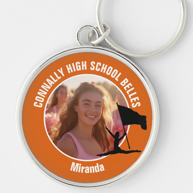 Llavero Orange Color Guard Photo High School Dancer (Frente)