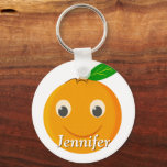 Llavero Orange Drawing Custom Name<br><div class="desc">Cute orange drawing. Custom key chains. Edit name to customize. Gift idea for orange lovers.</div>
