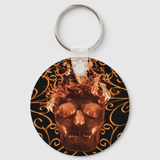 Llavero Orange Flaming Skull Key Chain (Anverso)