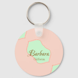 Llavero Orange green pastel boho add name place rustic ele