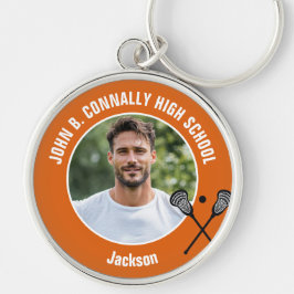 Llavero Orange Lacrosse Player Photo High School