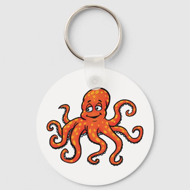 Llavero Orange Octopus Cartoon Ocean Sea Creature (Anverso)