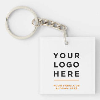 Llavero Orange Personalized Logo and Text Clear
