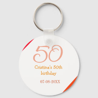 Llavero Orange red 50 birthday anniversary add name date p