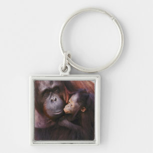 Llavero Orangután hembra de Sumatra con cría, Pongo