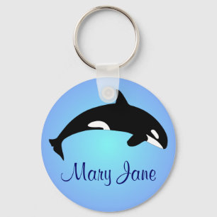 Llavero Orca Ballena Asesina Gradiente Nombre Azul