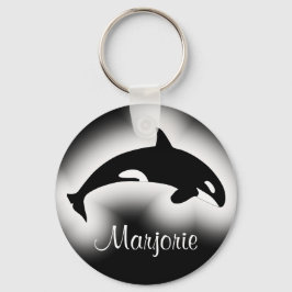Llavero Orca Ballena Asesina Nombre Blanco y Negro
