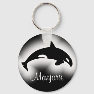 Llavero Orca Ballena Asesina Nombre Blanco y Negro