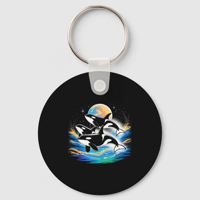 Llavero Orca en el espacio, planetas, estrellas, amantes d (Anverso)