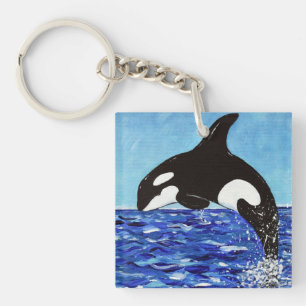 Llavero Orca en la pintura azul