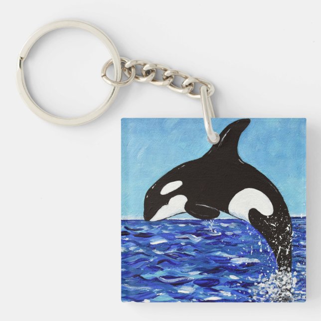 Llavero Orca en la pintura azul (Frente)