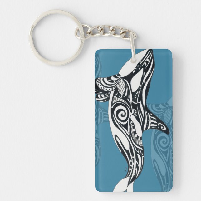 Llavero Orca Killer Whale Tlingit Indigo Blue ink (Frente)