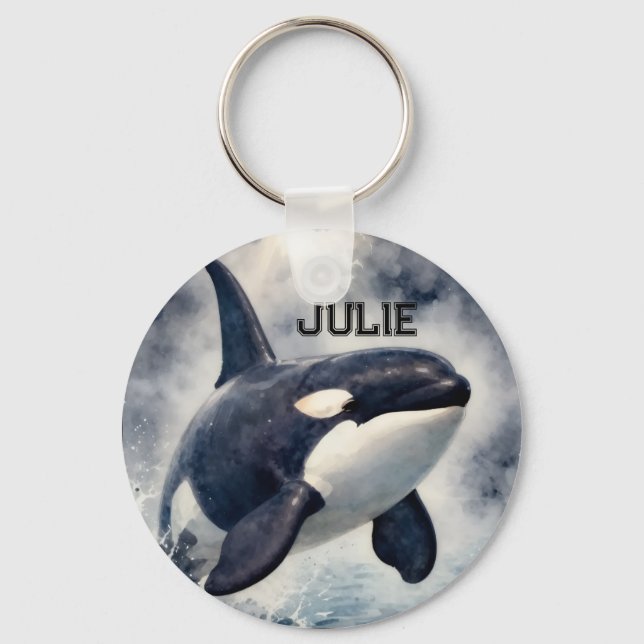 Llavero Orca Olas tormentosas, Personalizado (Anverso)