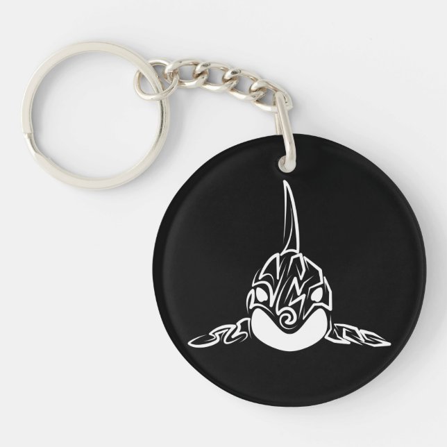 Llavero Orca tribal negra y blanca (Frente)