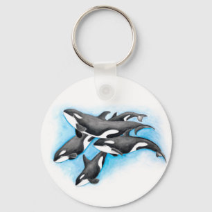 Llavero orcas en azul