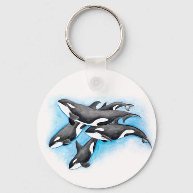 Llavero orcas en azul (Anverso)