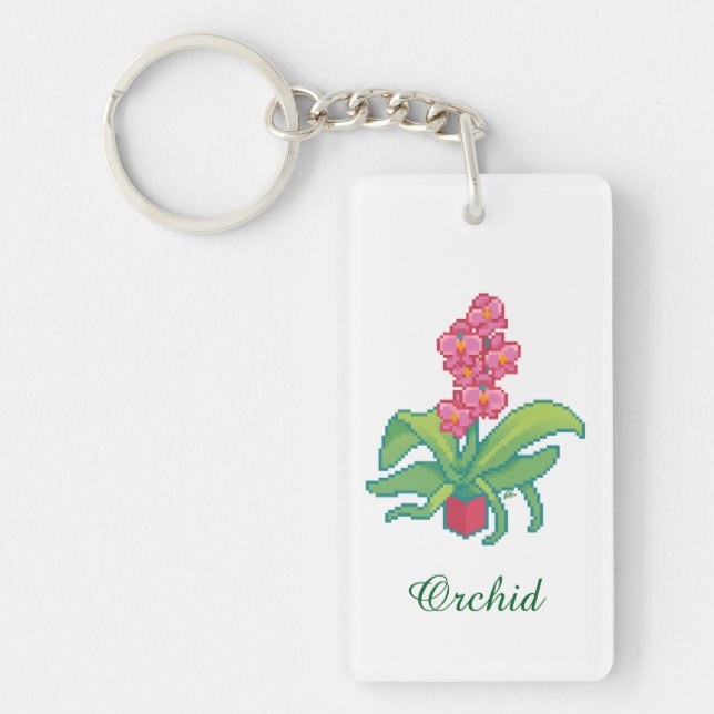 Llavero orchid pixelart, Pixel Art  (Frente)