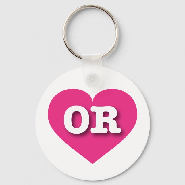 Llavero Oregon Hot Pink Heart - Me encanta OR (Anverso)