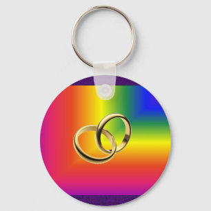 Llavero Orgullo arcoiris con bandas de Bodas de oro