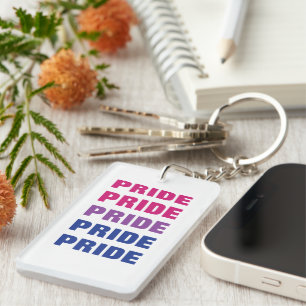Llavero Orgullo bisexual LGBTQ Texto repetido personalizab