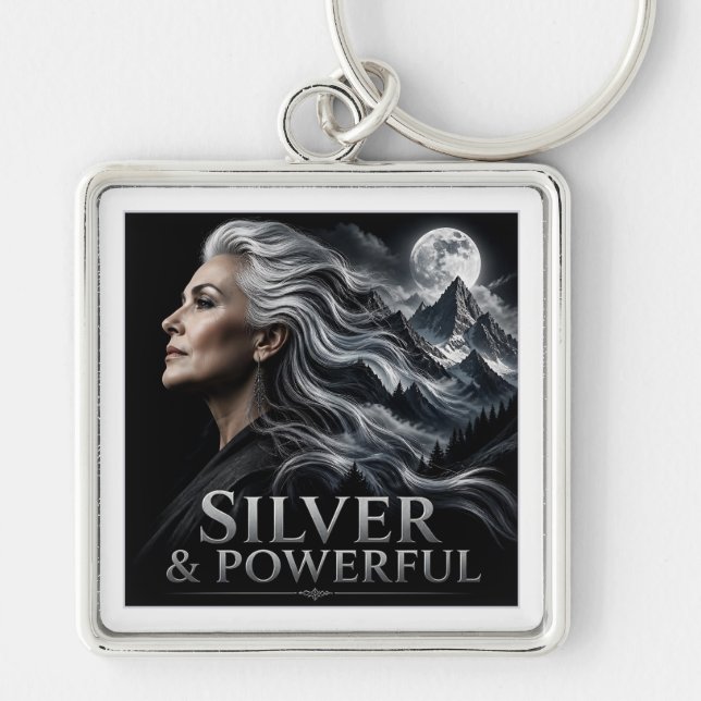 Llavero Orgullo de cabello gris plateado y poderoso Herman (Frente)