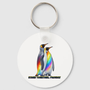 Llavero Orgullo de Pingüino Arcoíris – Manténganse Juntos