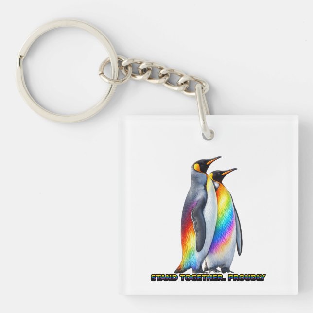 Llavero Orgullo de Pingüino Arcoíris Unidos (Frente)