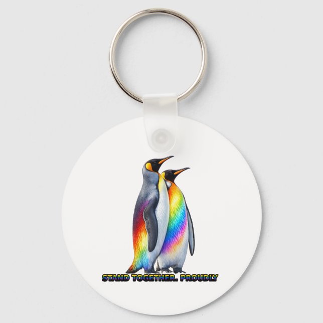 Llavero Orgullo de Pingüino Arcoíris Unidos (Anverso)