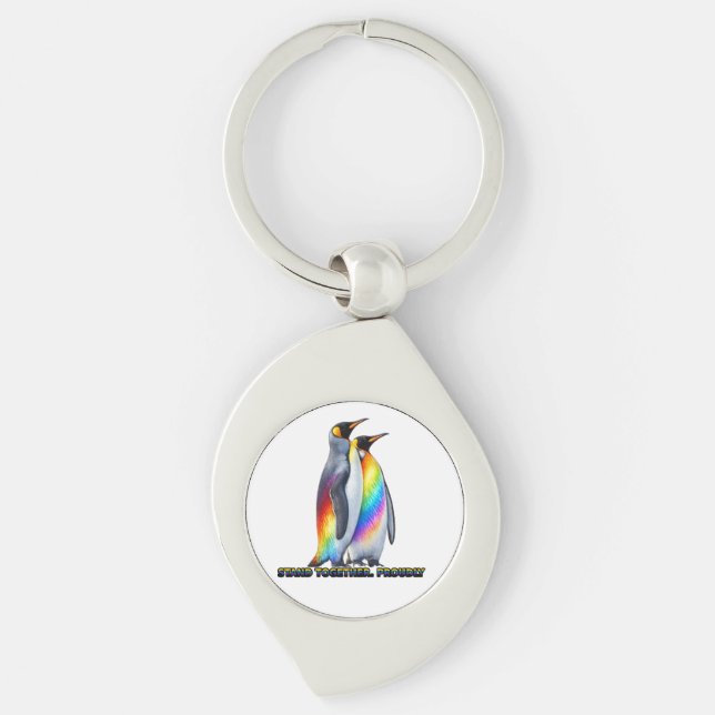 Llavero Orgullo de Pingüino Arcoíris Unidos (Anverso)