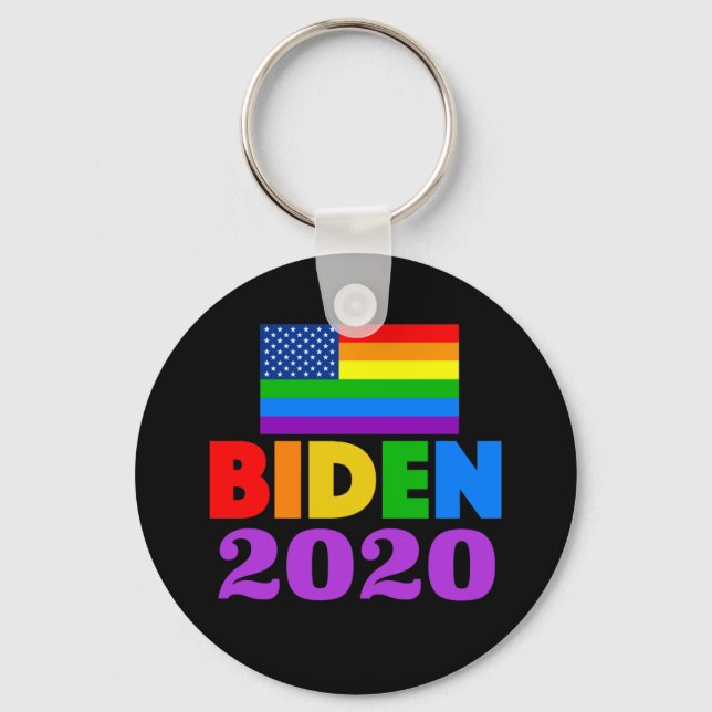 Llavero Orgullo gay arcoiris 2020 en Biden (Anverso)