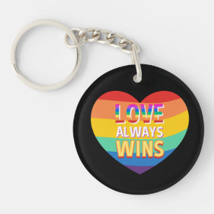 Llavero Orgullo gay- el amor siempre gana. Color arcoiris.