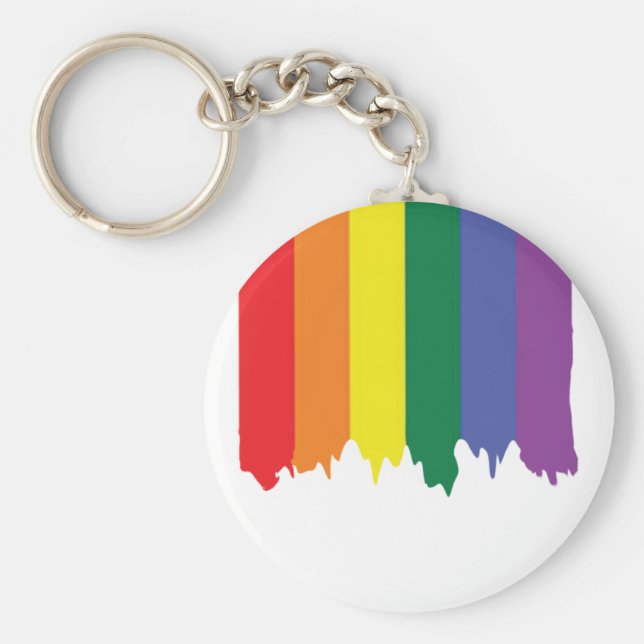 Llavero Orgullo gay LGBT Arcoiris con pintura (Frente)