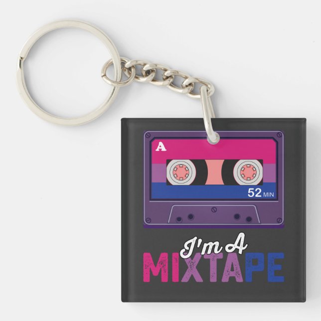 Llavero Orgullo LGBT: Soy una cassette mixtape Bi (Frente)