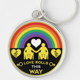 Llavero Orgullo LGBTQ Gay de Discapacidad en silla de rued