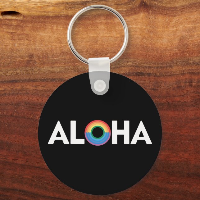 Llavero Orgullo LGBTQ Isla Arcoíris Aloha Hawái (Anverso)