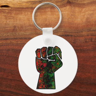 Llavero orgullo negro bandera panafricana roja verde puño
