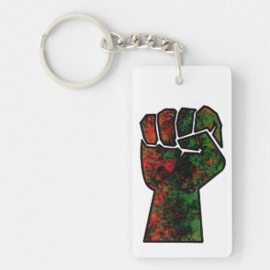 Llavero orgullo negro bandera panafricana roja verde puño