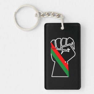 Llavero orgullo negro bandera panafricana roja verde puño 