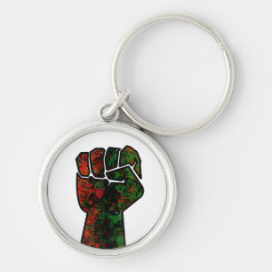 Llavero orgullo negro bandera panafricana roja verde puño 