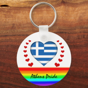 Llavero Orgullo y corazón de Atenas y bandera arcoiris / a