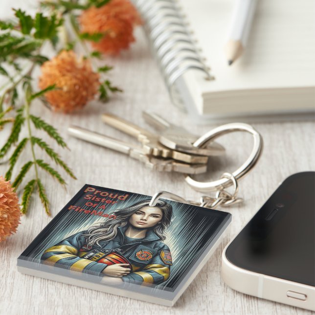 Llavero Orgullosa Hermana De FireFighter Robotics (Frente Derecha)